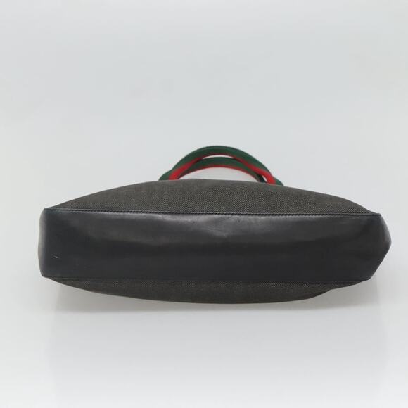 GUCCI Web Sherry Line Tote Bag Canvas Red Gray Green - Picture 9 of 16